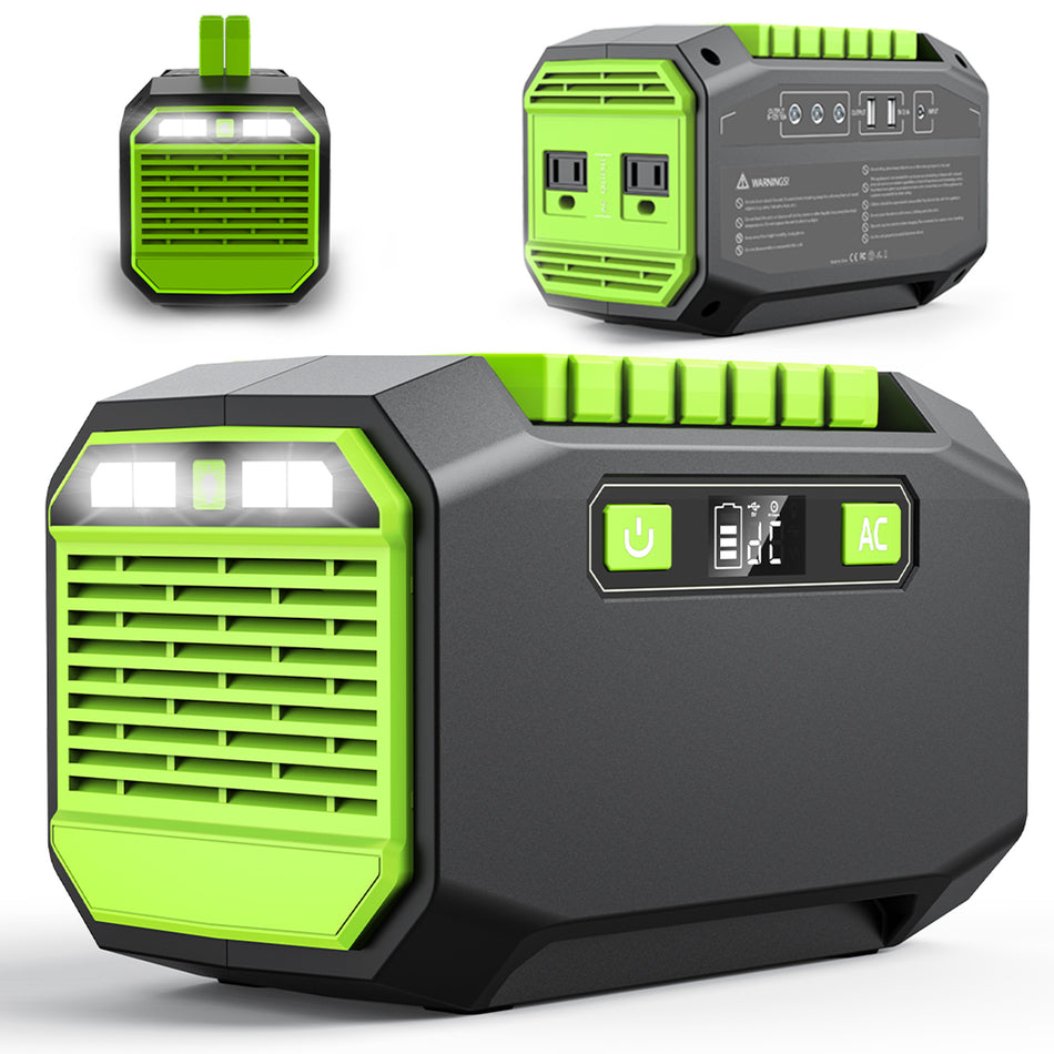 Solar Generator 145Wh Portable Power Station, 200W Peak Generator, DC, AC, USB output, LED Control panel and Dual Charging option