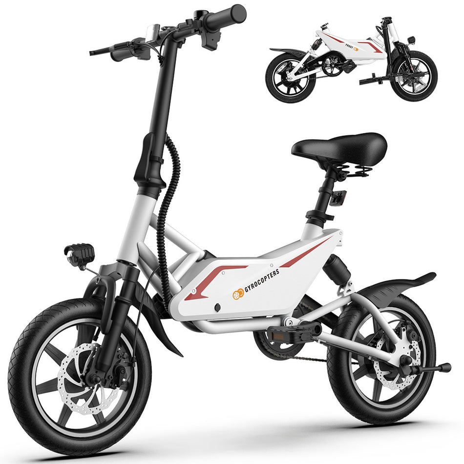 Re-certified Gyrocopters Frost Electric Bike for Adults & Teens | UL2849 Safe Folding Ebike 350W Brushless Motor | 14inch Tire Compact Bike | Speed upto 25kmph/15.5mph 36V Battery Long Range PAS up to 60km/37miles