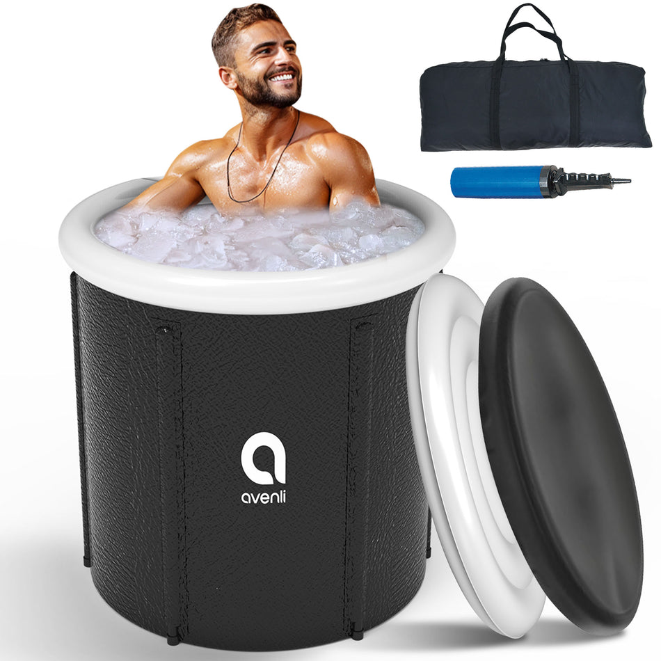 Avenli Portable Ice Bath Tub | Expanded size Φ 31.5"×31.5" | 310L Capacity | Cold Plunge Tub for Recovery | Muscle Relief | Cold Therapy | Easy Setup | Durable LamTech Material | Weather-Resistant | Convenient Drainage | Portable and Travel-Friendly