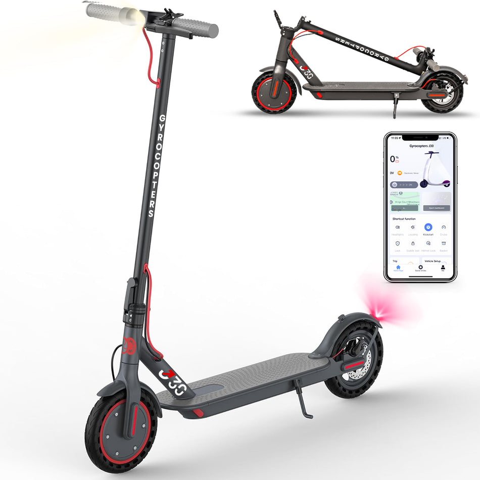 Gyrocopters J30 Electric Scooter (2025 Model) for Adults & Teens with App | UL2272 Certified | 31 km/h speed | 30 km Range | Powerful 350W Motor | Lightweight & Portable Design | 265 lbs Load capacity | Smart Anti Theft Lock