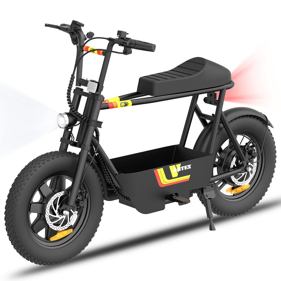 Gyrocopters Vortex Electric Bike with storage, Fat tire E-bike with speed up to 32km/h (19.8mph)  and range up to 30m km (18.6 mi) by 36V battery, powered by 470 W peak motor, UL-2272 safety-approved ebikes for adults/ youth with LCD