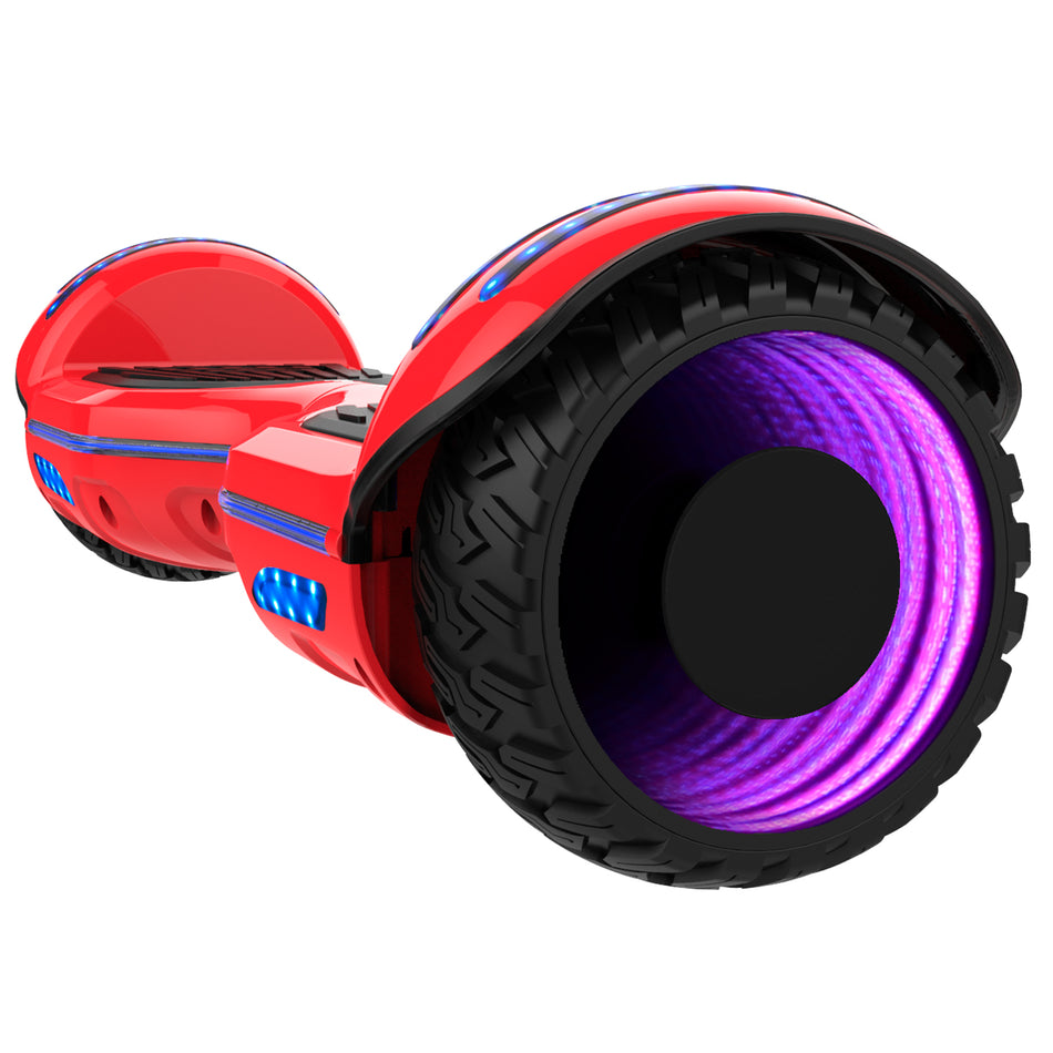 Gyrocopters 8FINITI All Terrain Hoverboard with Mirror LED Wheels, APP, Carry Case, Bluetooth, No Fall Technology and UL2272 Certified – Red (New Version)