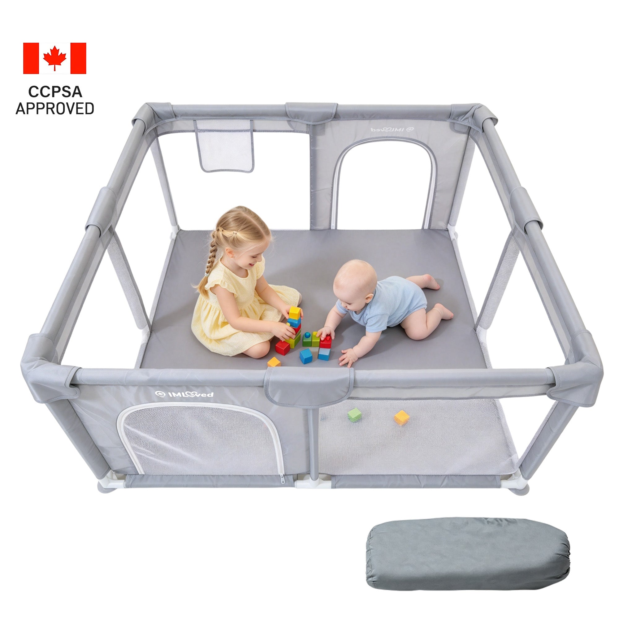IMLoved Baby Playpen - 360° Breathable Mesh & Latching Zipper Door