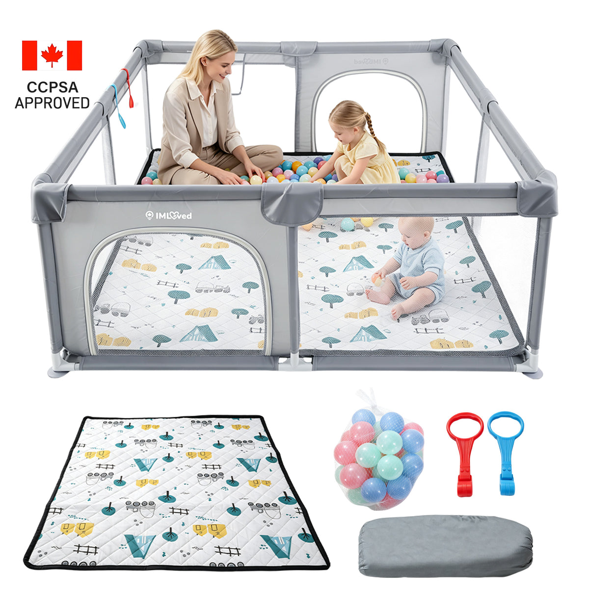 IMLoved Baby Playpen with Mat - 360° Breathable Mesh & Latching Zipper Door