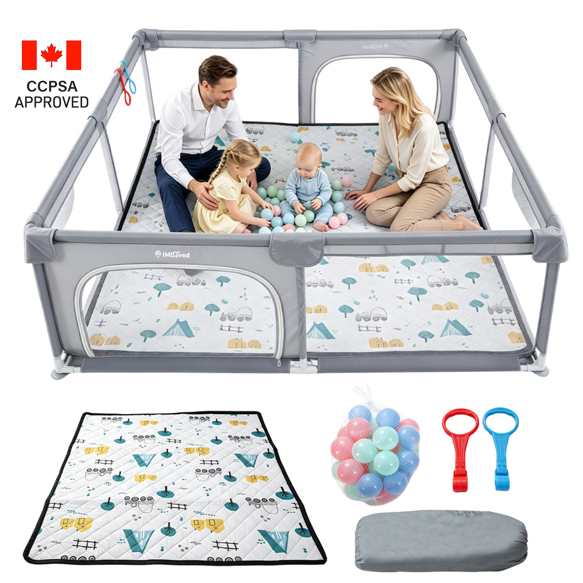 IMLoved Baby Playpen with Mat - 360° Breathable Mesh & Latching Zipper Door