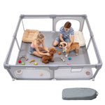 IMLoved Dual Zipper Doors Pet Playpen - 360° Breathable Mesh
