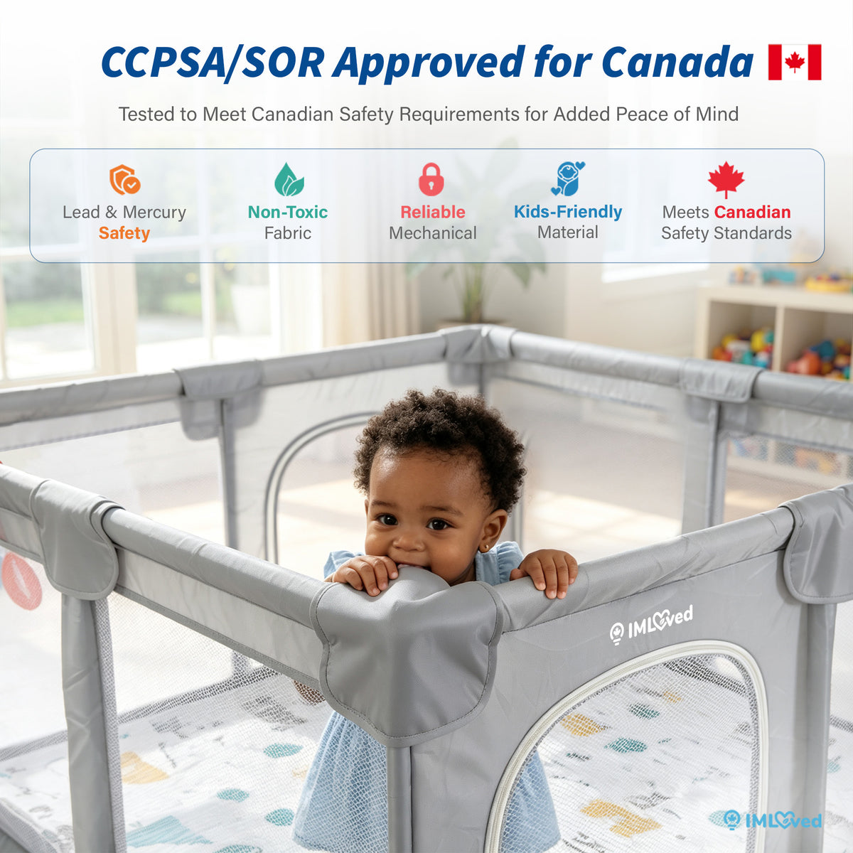 IMLoved Baby Playpen with Mat - 360° Breathable Mesh & Latching Zipper Door