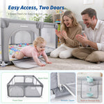 IMLoved Baby Playpen with Mat - 360° Breathable Mesh & Latching Zipper Door