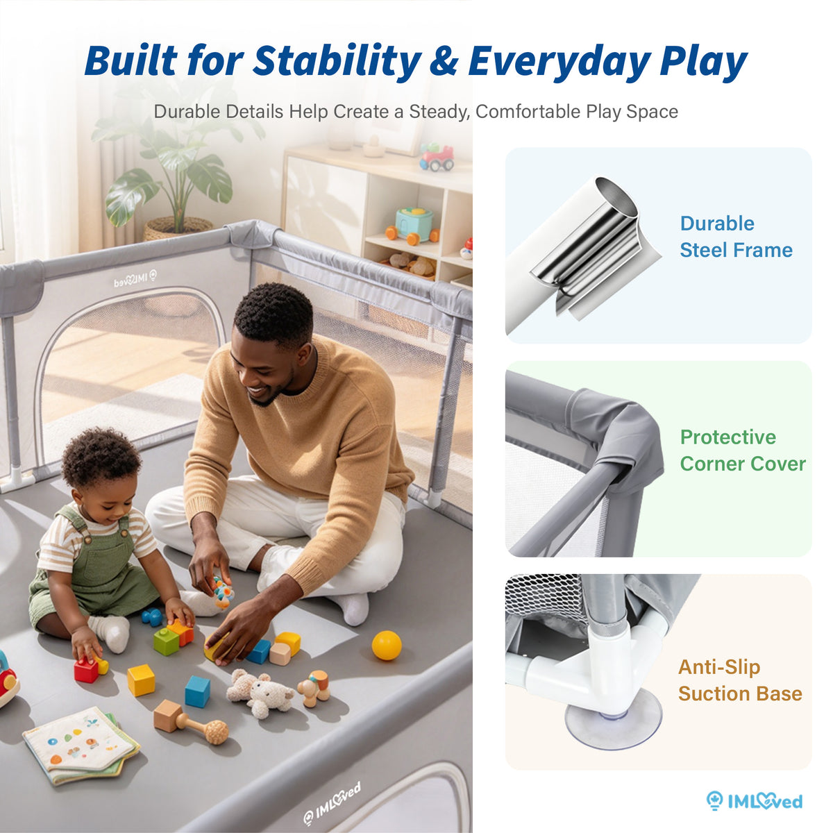 IMLoved Baby Playpen - 360° Breathable Mesh & Latching Zipper Door