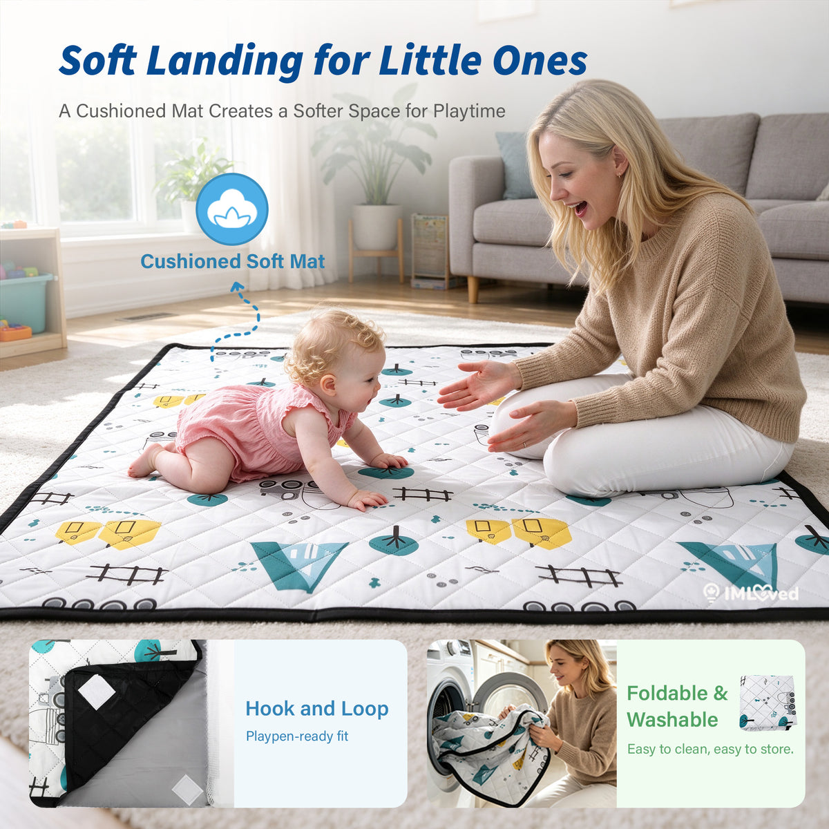 IMLoved Baby Playpen with Mat - 360° Breathable Mesh & Latching Zipper Door