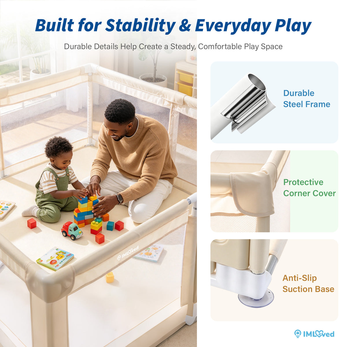 IMLoved Bear Gate Baby Playpen - Large 71" x 59" - 360° Breathable Mesh