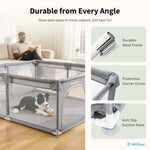 IMLoved Dual Zipper Doors Pet Playpen - 360° Breathable Mesh