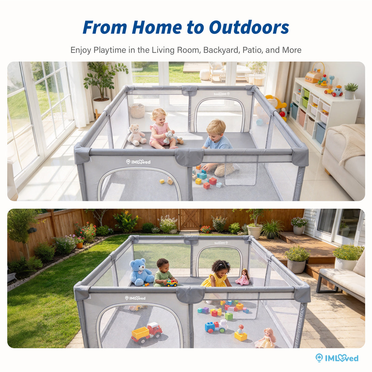 IMLoved Baby Playpen - 360° Breathable Mesh & Latching Zipper Door