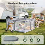 IMLoved Dual Zipper Doors Pet Playpen - 360° Breathable Mesh