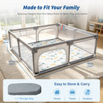 IMLoved Baby Playpen with Mat - 360° Breathable Mesh & Latching Zipper Door