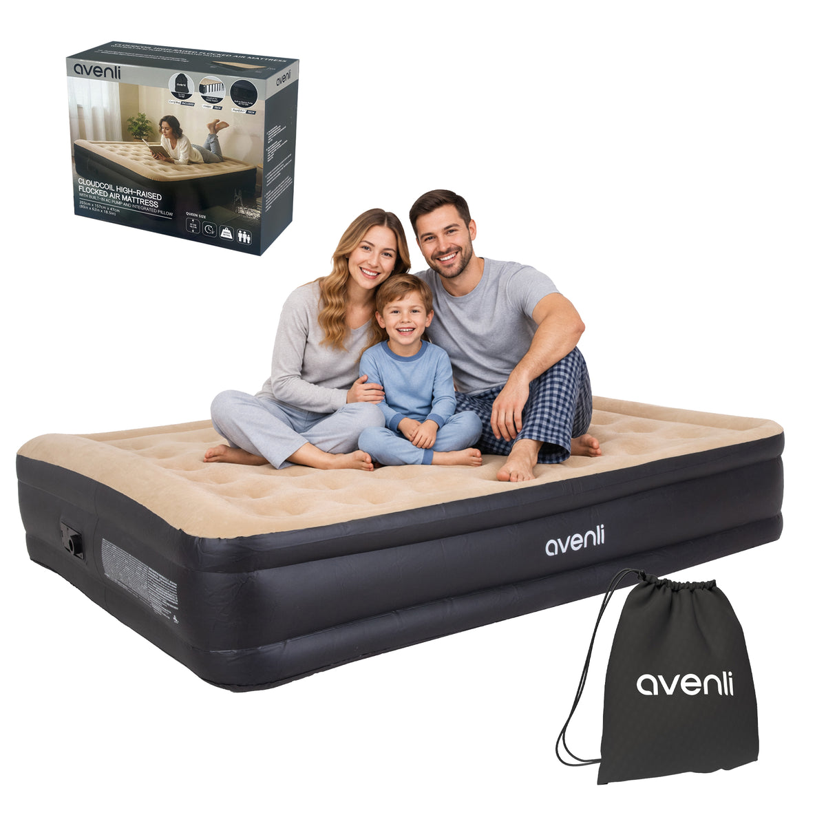 Matelas gonflable Queen Avenli – Lit surélevé de 47 cm avec pompe à air intégrée