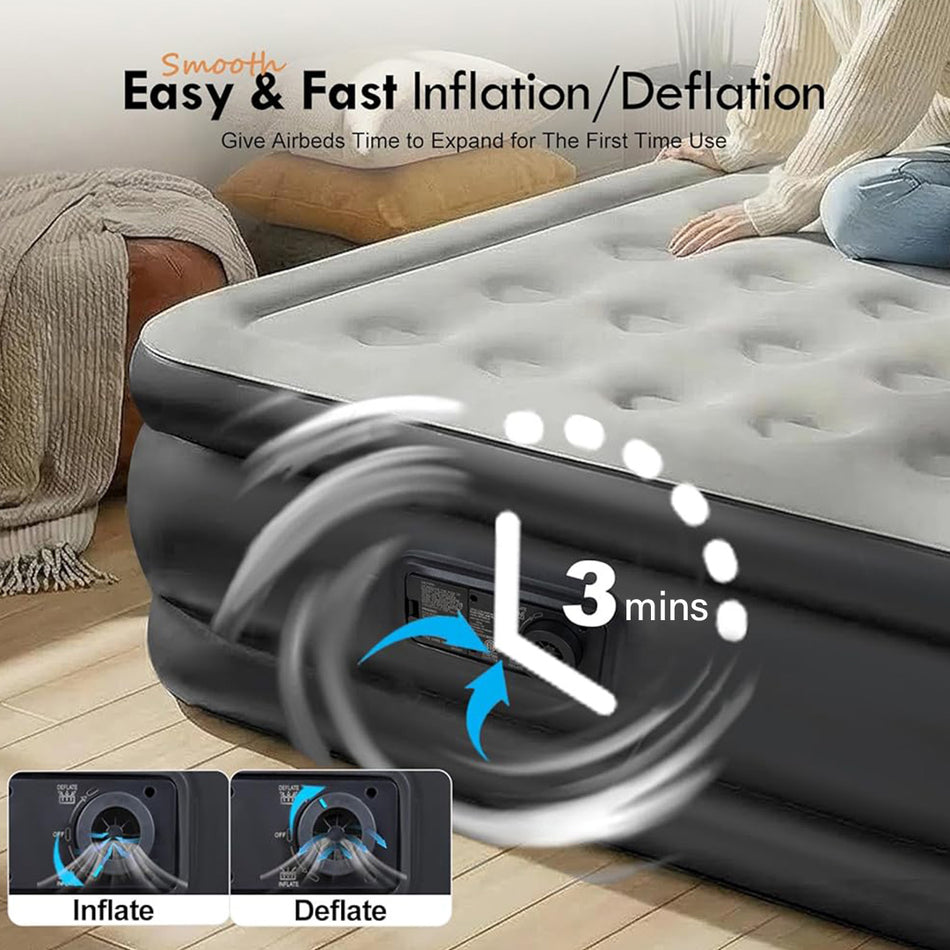 Avenli Air Mattress Queen – 18.5 Inch High-Raised, Built-in Pump & Integrated Pillow