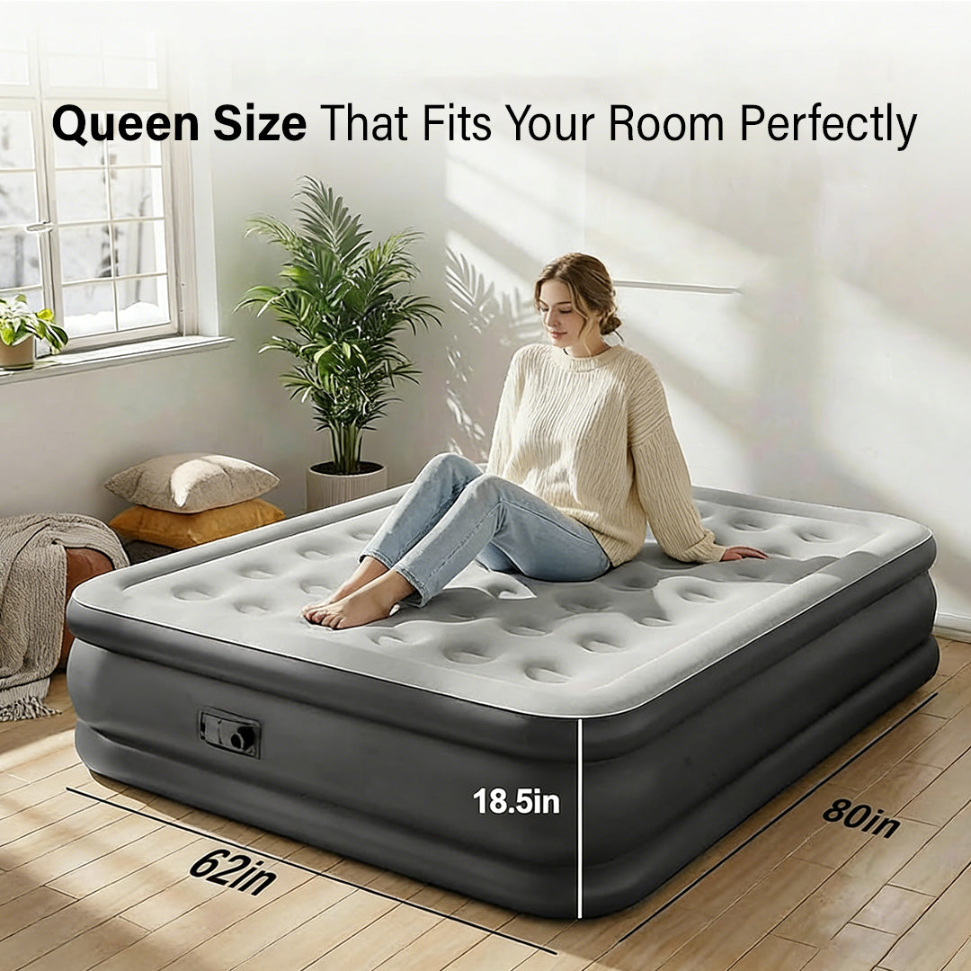 Avenli Queen Air Mattress - 18.5" High Raised Bed with Built-in Air Pump