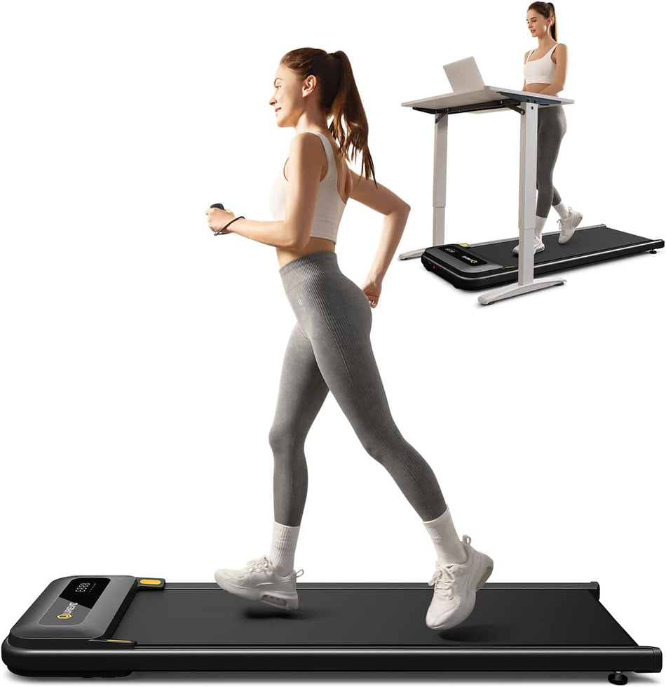 Urevo U1 Under Desk Walking Treadmill | 2-in-1 Slim & Portable Treadmill |Office and Home Treadmills| 2.25HP Walking pad | Bluetooth remote and LED display 