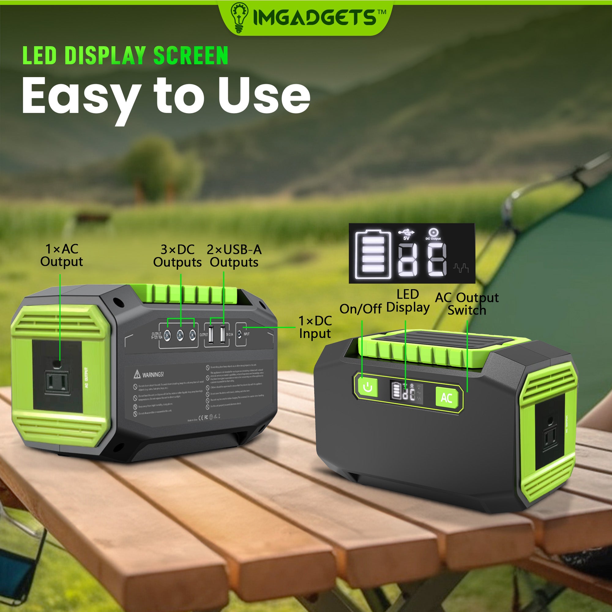 IMGadgets 145Wh Portable Power Station, 200W Peak Generator, DC, AC, U