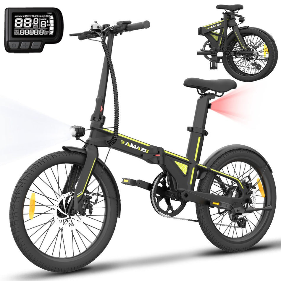 Gyrocopters Amaze  Foldable Electric Bike, up to  70 km (43.5 mi ), PAS range by 36V battery electric bike, up to 32km/h (20 mph) speed by 420 W peak motor,  UL-2849 Approved Corrosion-resistant e bike for adults and youth