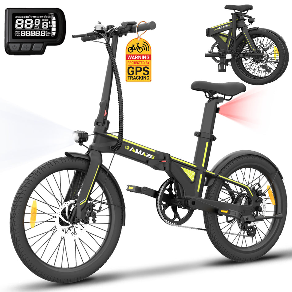 Gyrocopters Amaze  Foldable Electric Bike, up to  70 km (43.5 mi ), PAS range by 36V battery electric bike, up to 32km/h (20 mph) speed by 420 W peak motor,  UL-2849 Approved Corrosion-resistant e bike for adults and youth