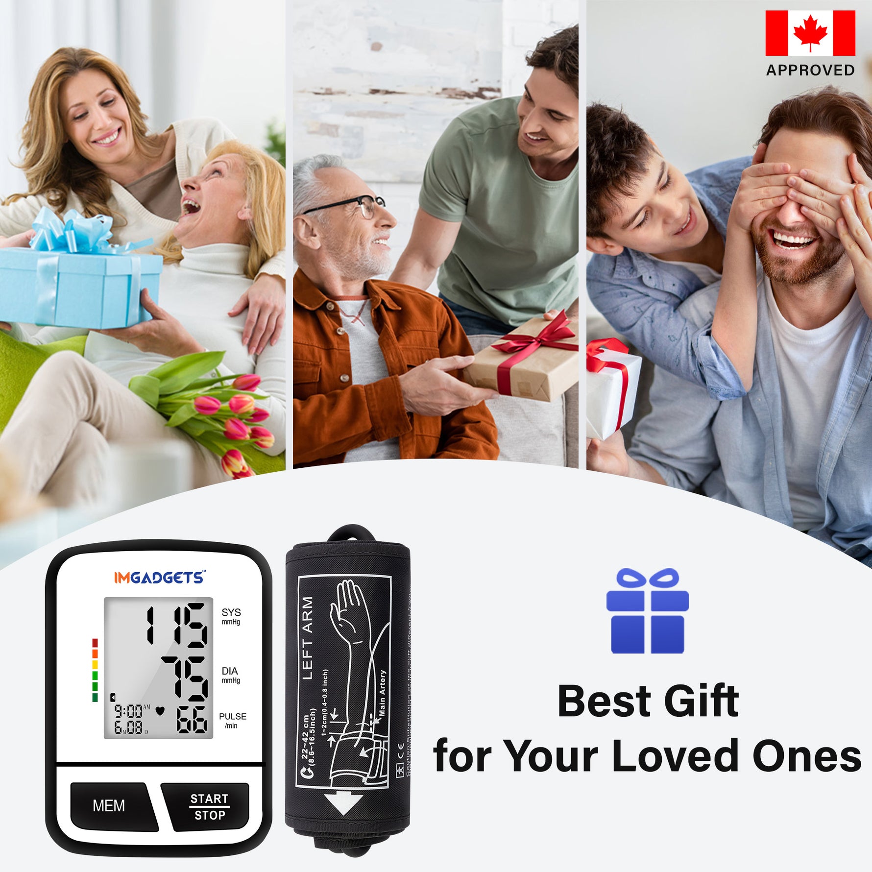 IMGadgets Blood Pressure Monitor (Upper Arm) – Large HD Backlit Display for Home / Travel