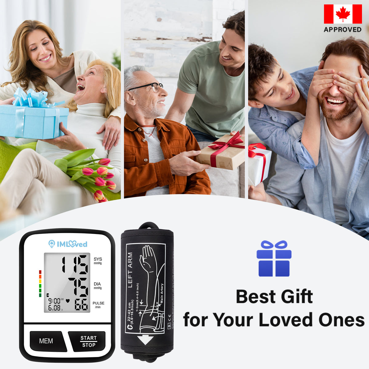 IMLoved Blood Pressure Monitor (Upper Arm) – Large HD Backlit Display for Home / Travel