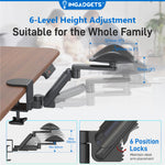 Accoudoir pivotant réglable à fixation par pince avec rotation à 360° | Idéal pour le travail et les jeux | Soutien ergonomique | Installation facile | Capacité de charge : 12 kg | Robuste et durable, fabriqué en acier allié 