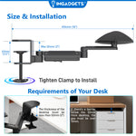 Accoudoir pivotant réglable à fixation par pince avec rotation à 360° | Idéal pour le travail et les jeux | Soutien ergonomique | Installation facile | Capacité de charge : 12 kg | Robuste et durable, fabriqué en acier allié 