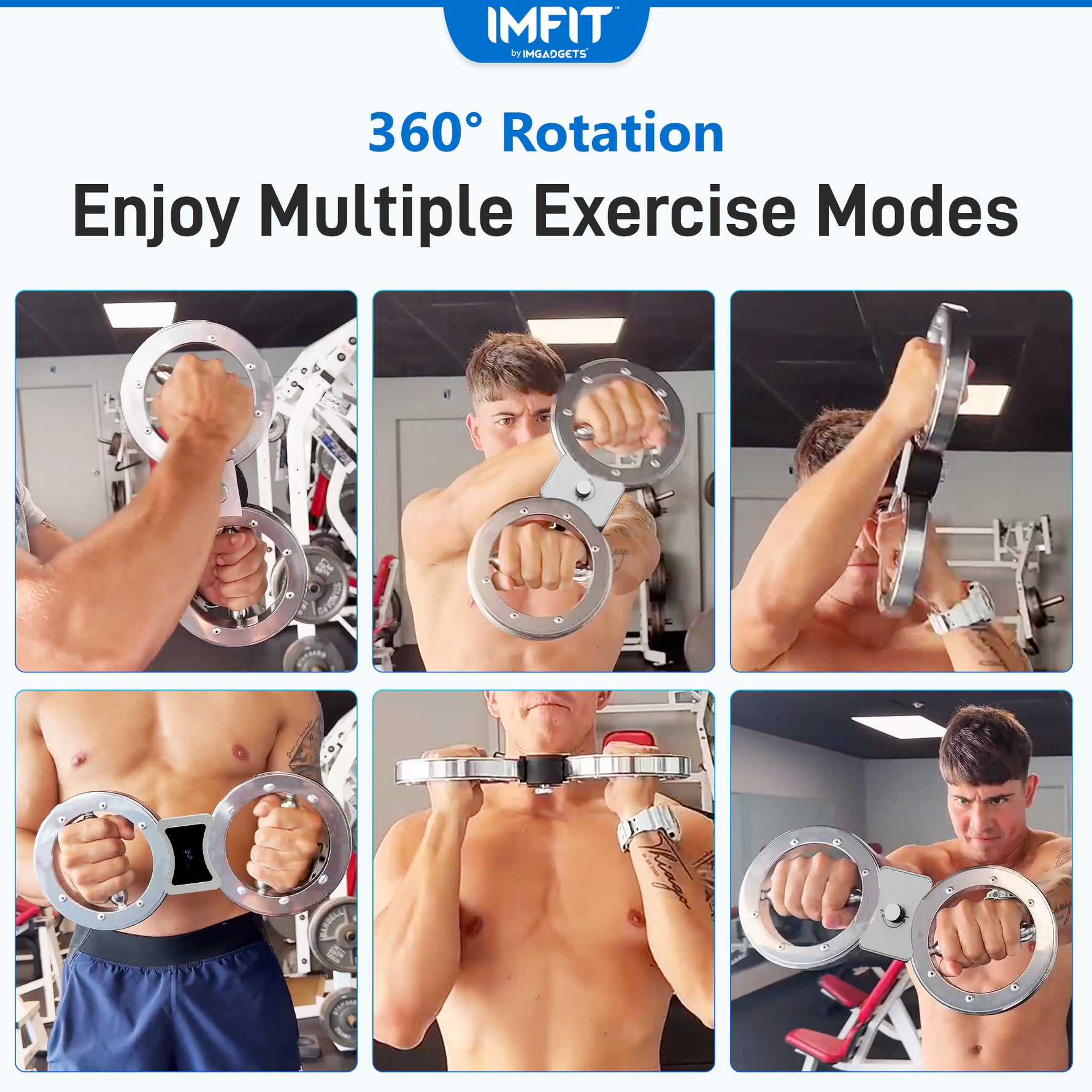 Appareil de rotation multifonctionnel IMFIT SpinGear | Conception à double bras | Résistance réglable (1-12 lbs) | Rotation à 360° | Poignées antidérapantes | Suivi en temps réel | Acier inoxydable durable | Compact et portable | Écran LCD 