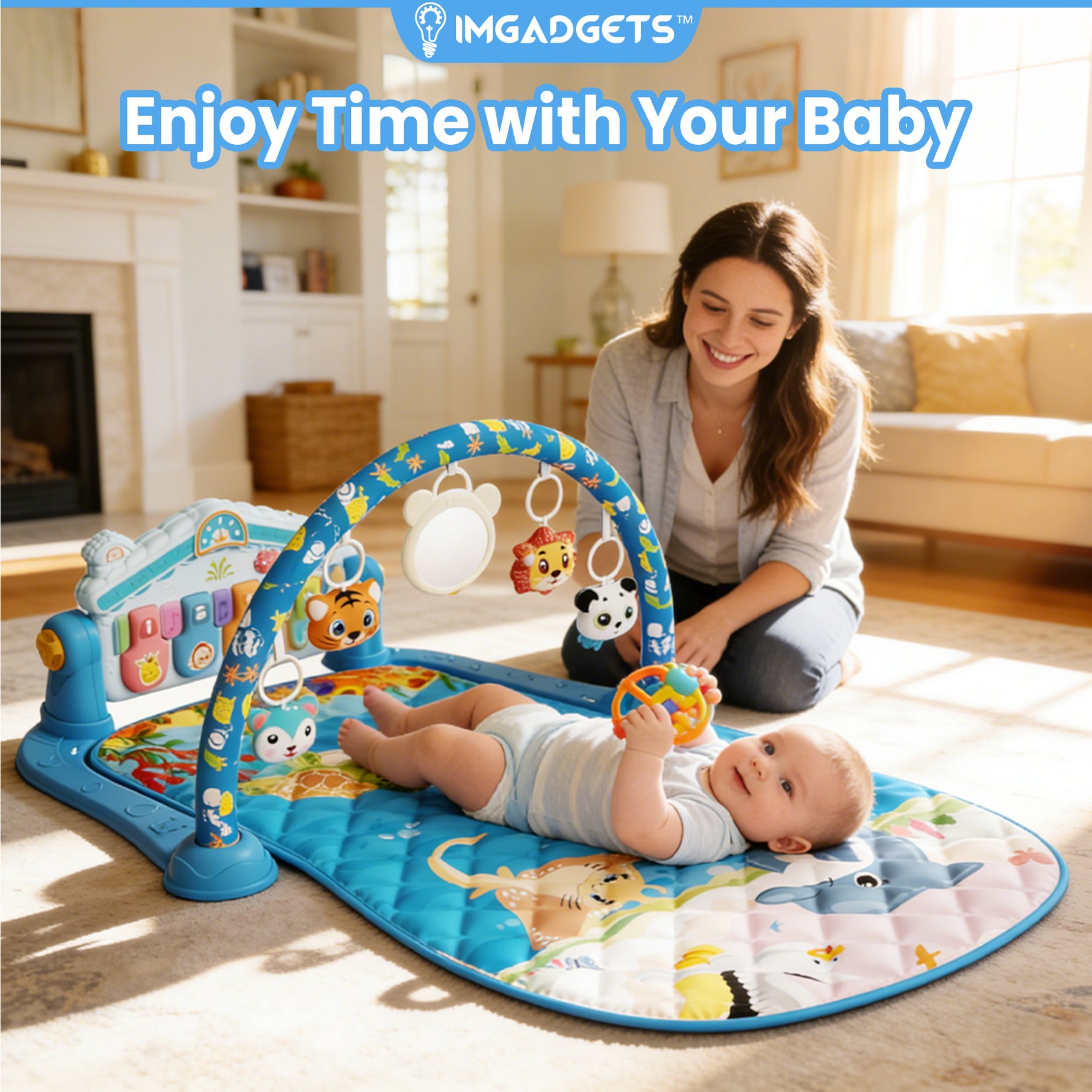IMLoved Baby Play Mat - 360° Rotating Musical Piano