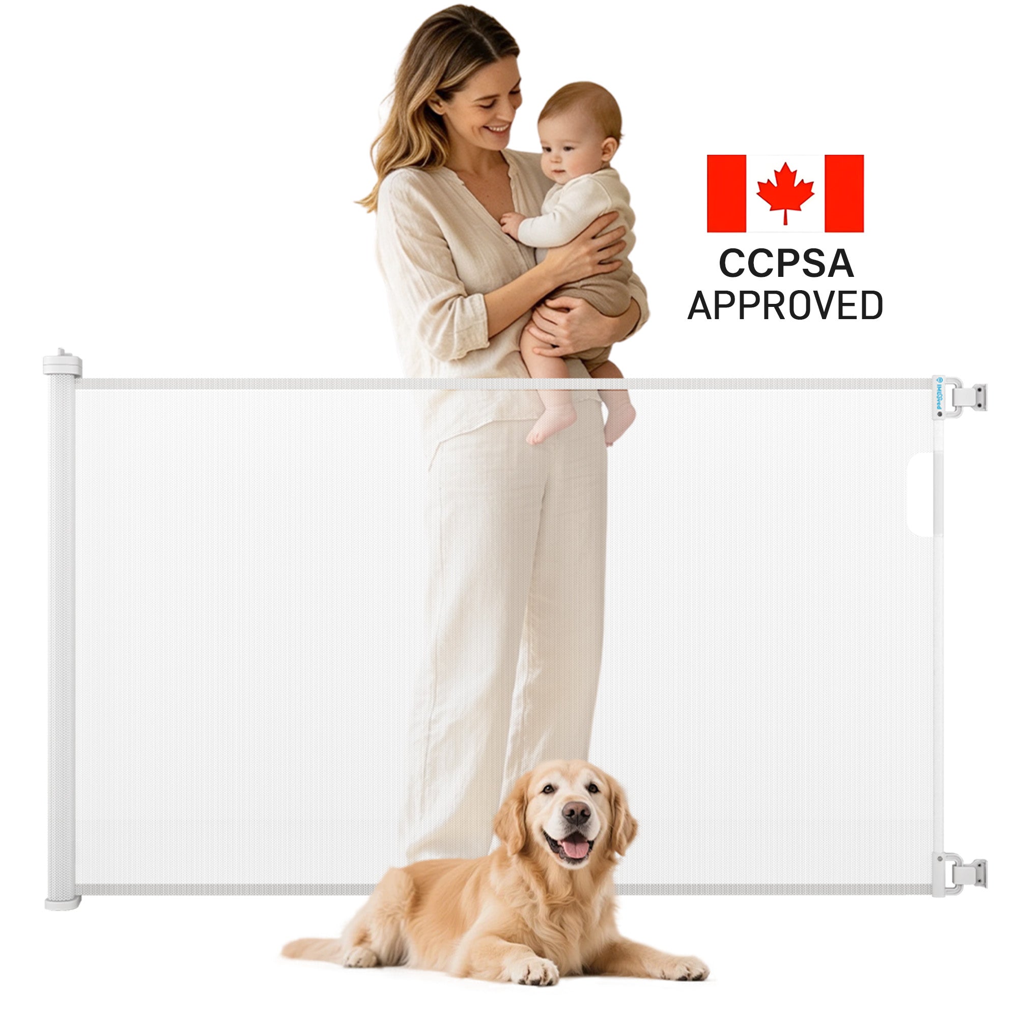 IMLoved Retractable Baby Gate - CCPSA Approved with Double-Lock & Drill-Free Install