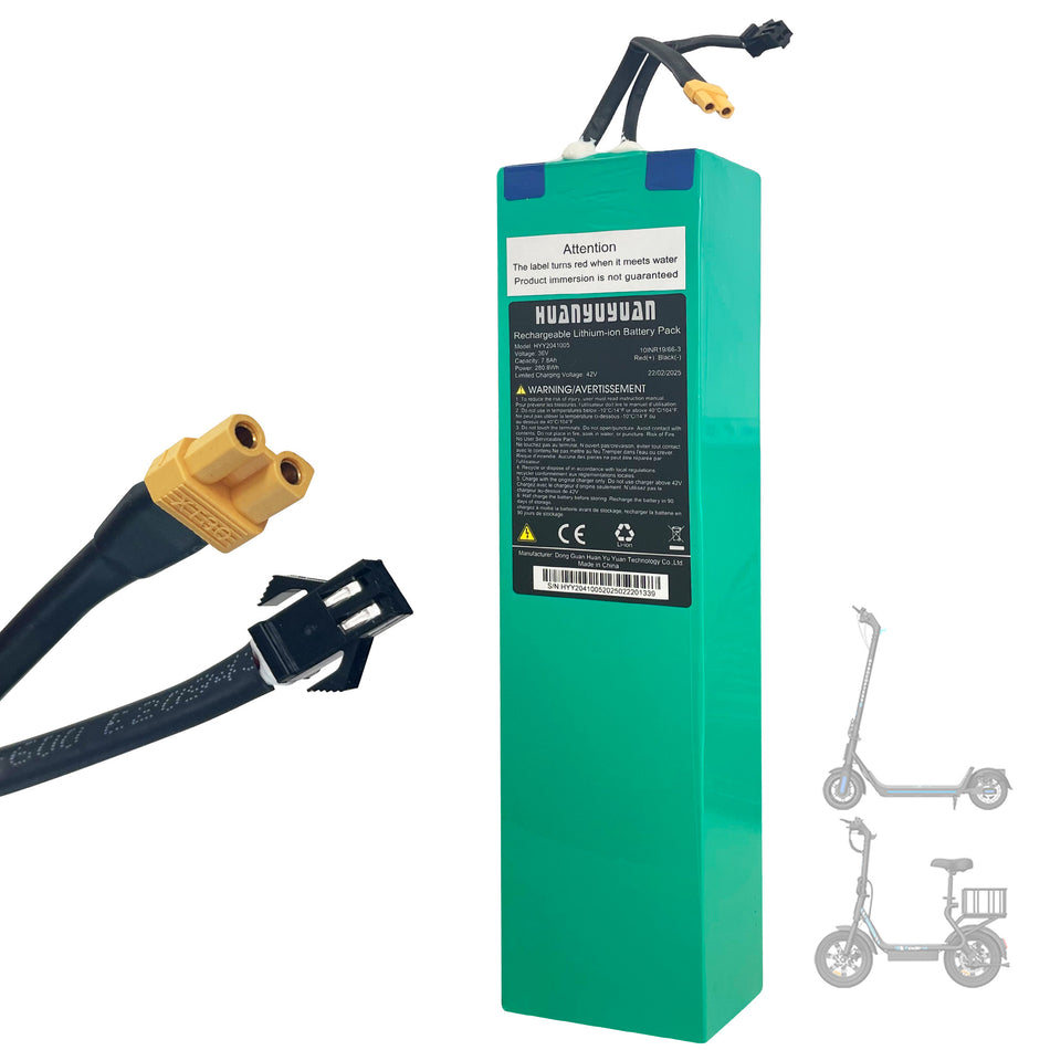 Huanyuyuan 36V 7.8Ah Rechargeable Lithium-ion Battery Pack | 280.8Wh High-Capacity Power | CE & RoHS Certified | Safe, Efficient Charging | Compatible with 36V E-Bikes, Scooters & Mobility Devices | Durable, Lightweight & Portable | Long-Lasting Backup