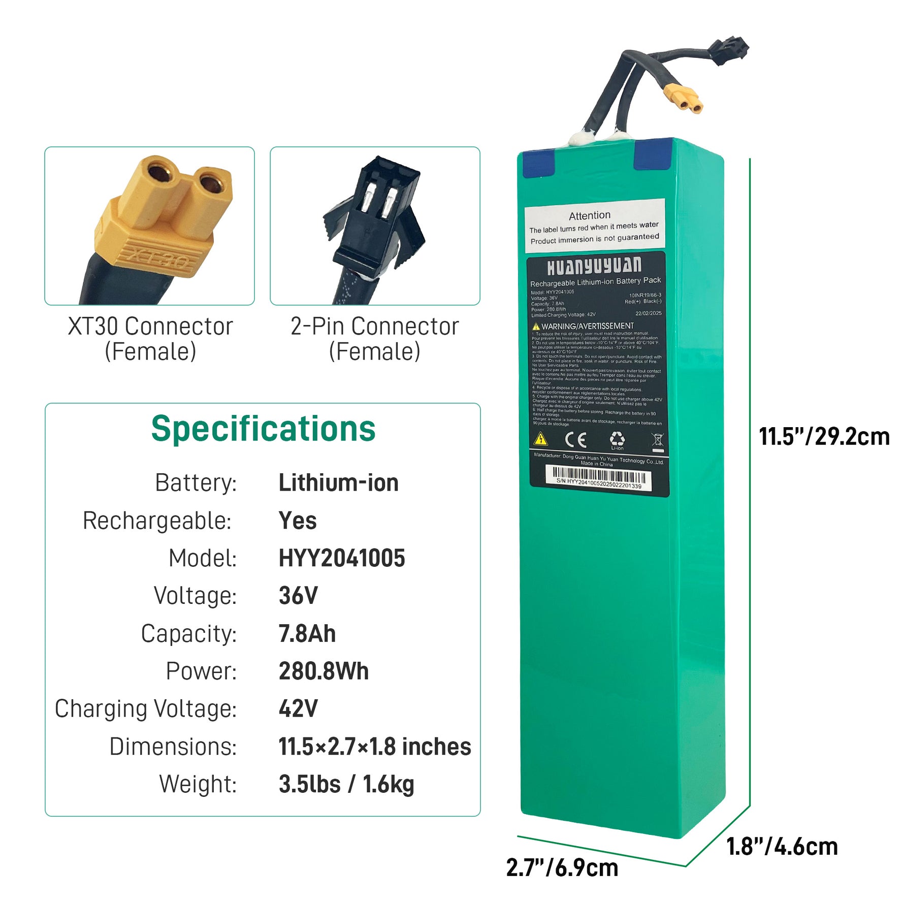Gyrocopters Huanyuyuan Rechargeable Lithium-ion Battery Pack -  36V