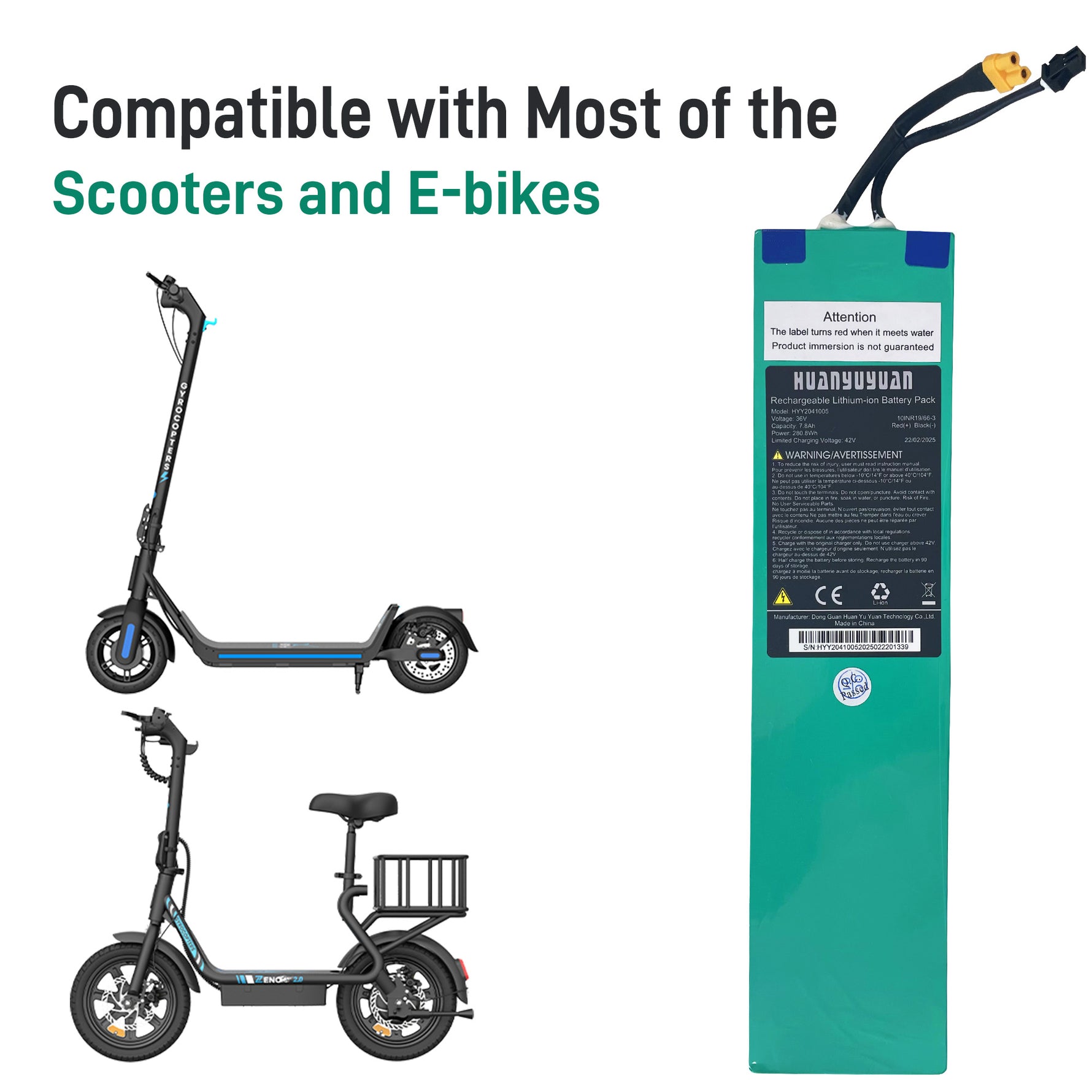 Gyrocopters Huanyuyuan Rechargeable Lithium-ion Battery Pack -  36V