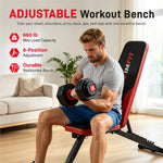 IMFIT Adjustable Workout Bench - Foldable Bench with Resistance Bands
