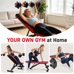 IMFIT Adjustable Workout Bench - Foldable Bench with Resistance Bands