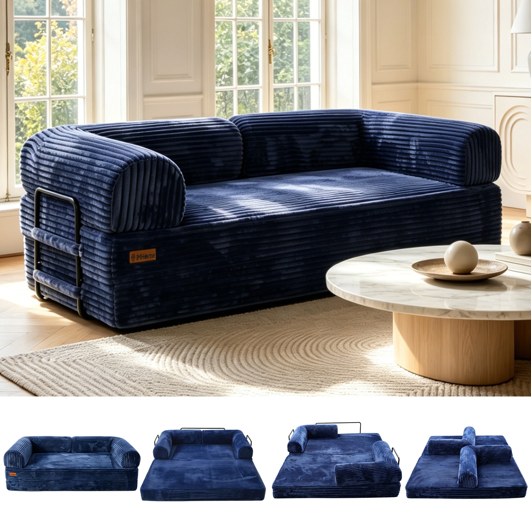 IMHome Convertible Sofa Bed - 4-in-1 Modular Design with High-Density Foam