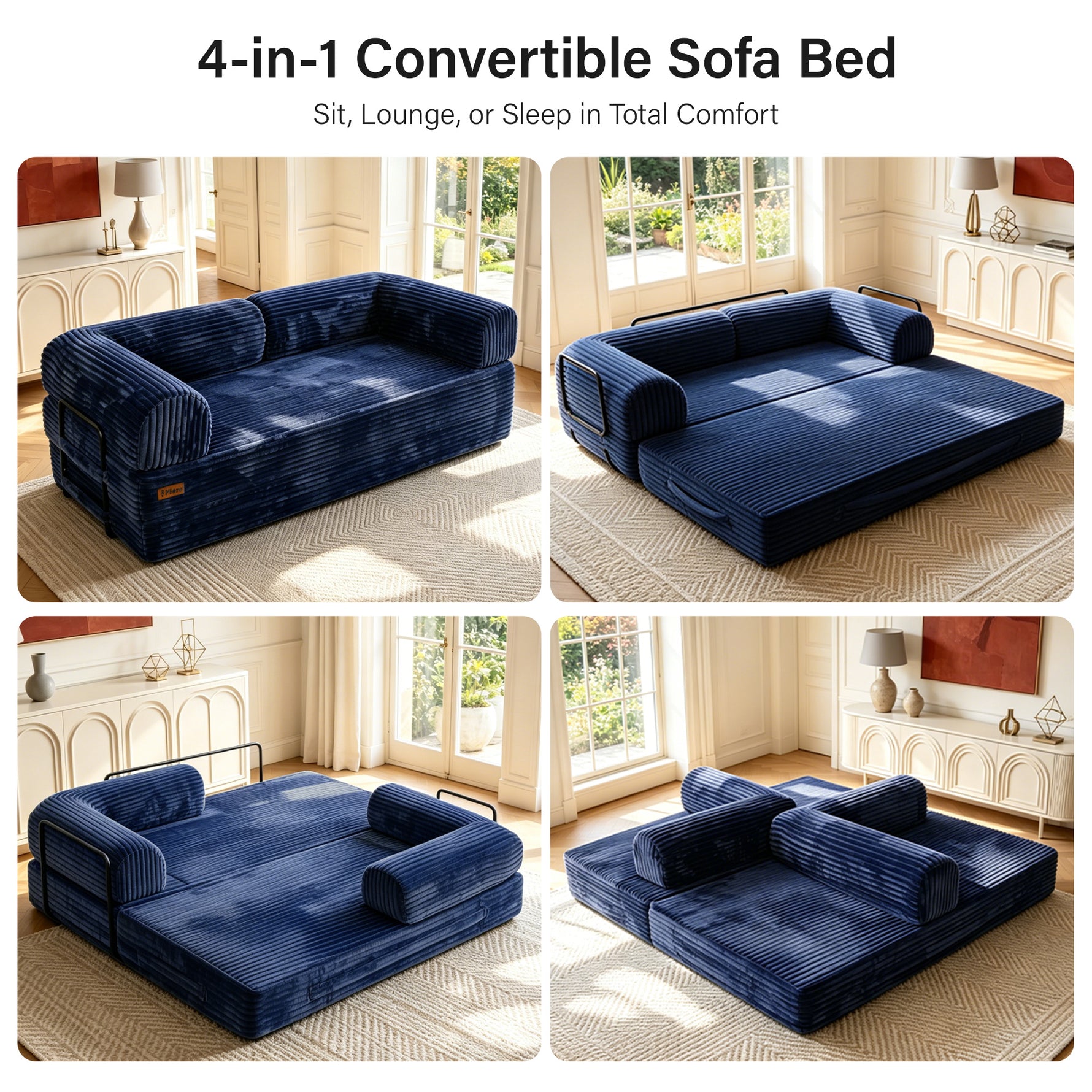 IMHome Convertible Sofa Bed - 4-in-1 Modular Design with High-Density Foam