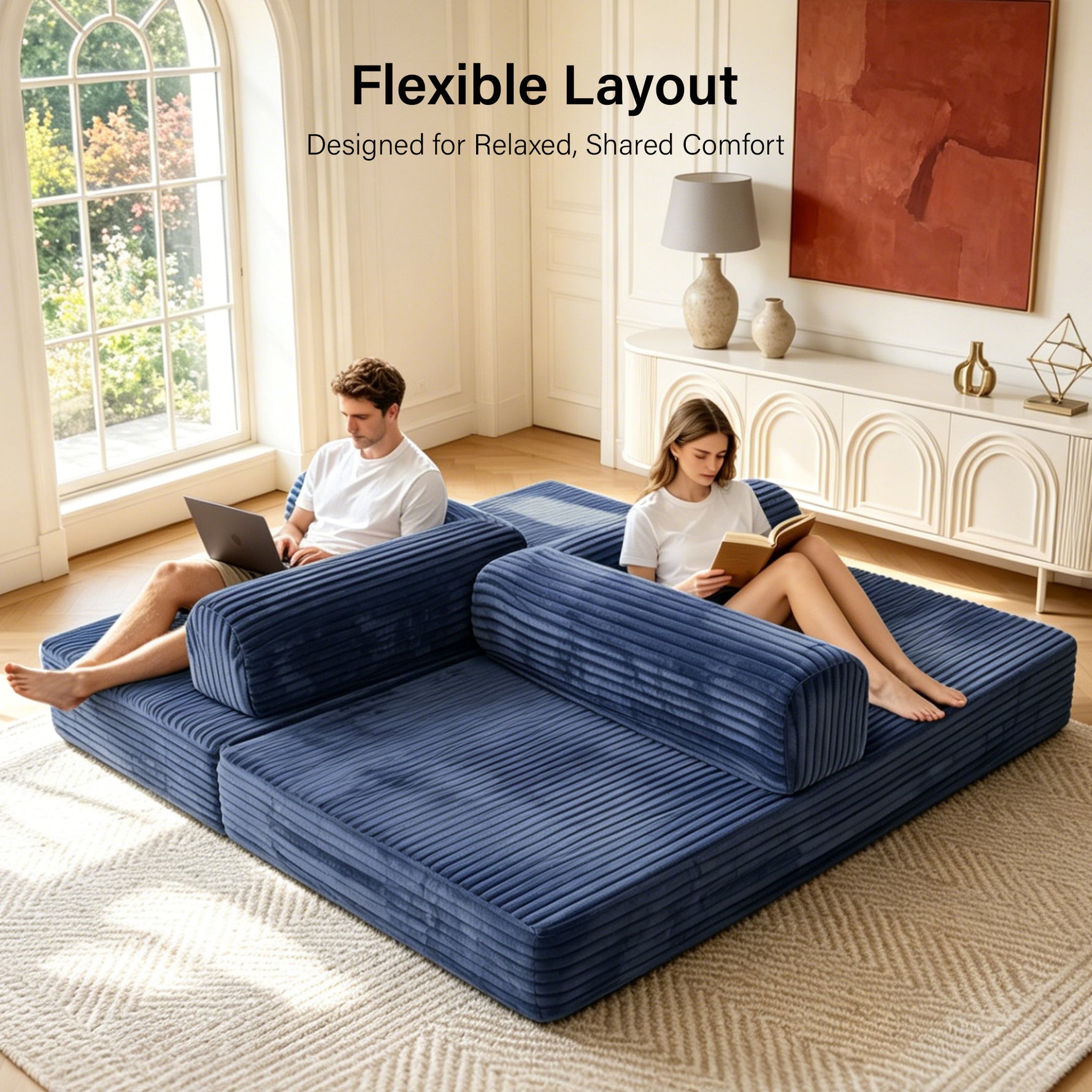 IMHome Convertible Sofa Bed - 4-in-1 Modular Design with High-Density Foam