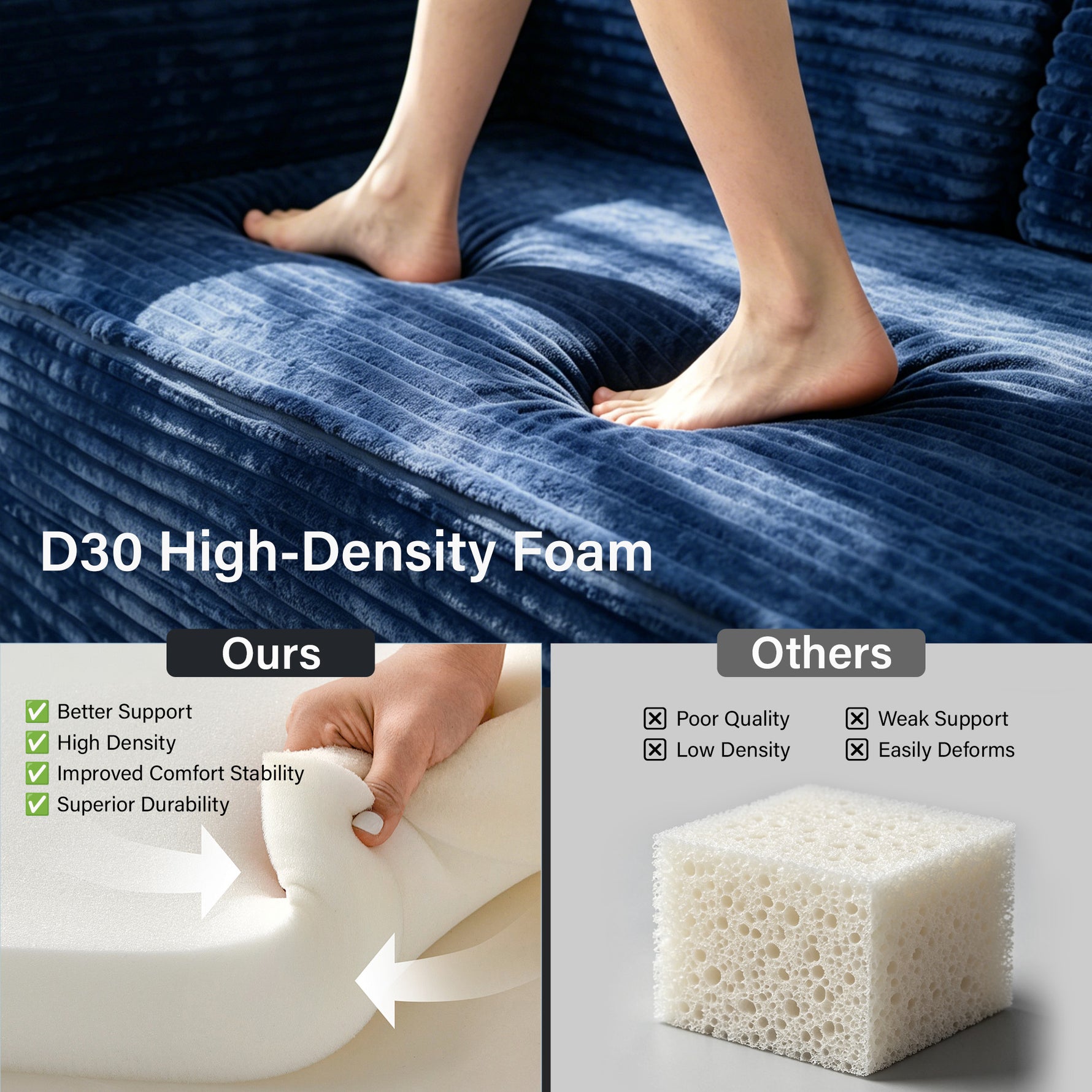 IMHome Convertible Sofa Bed - 4-in-1 Modular Design with High-Density Foam