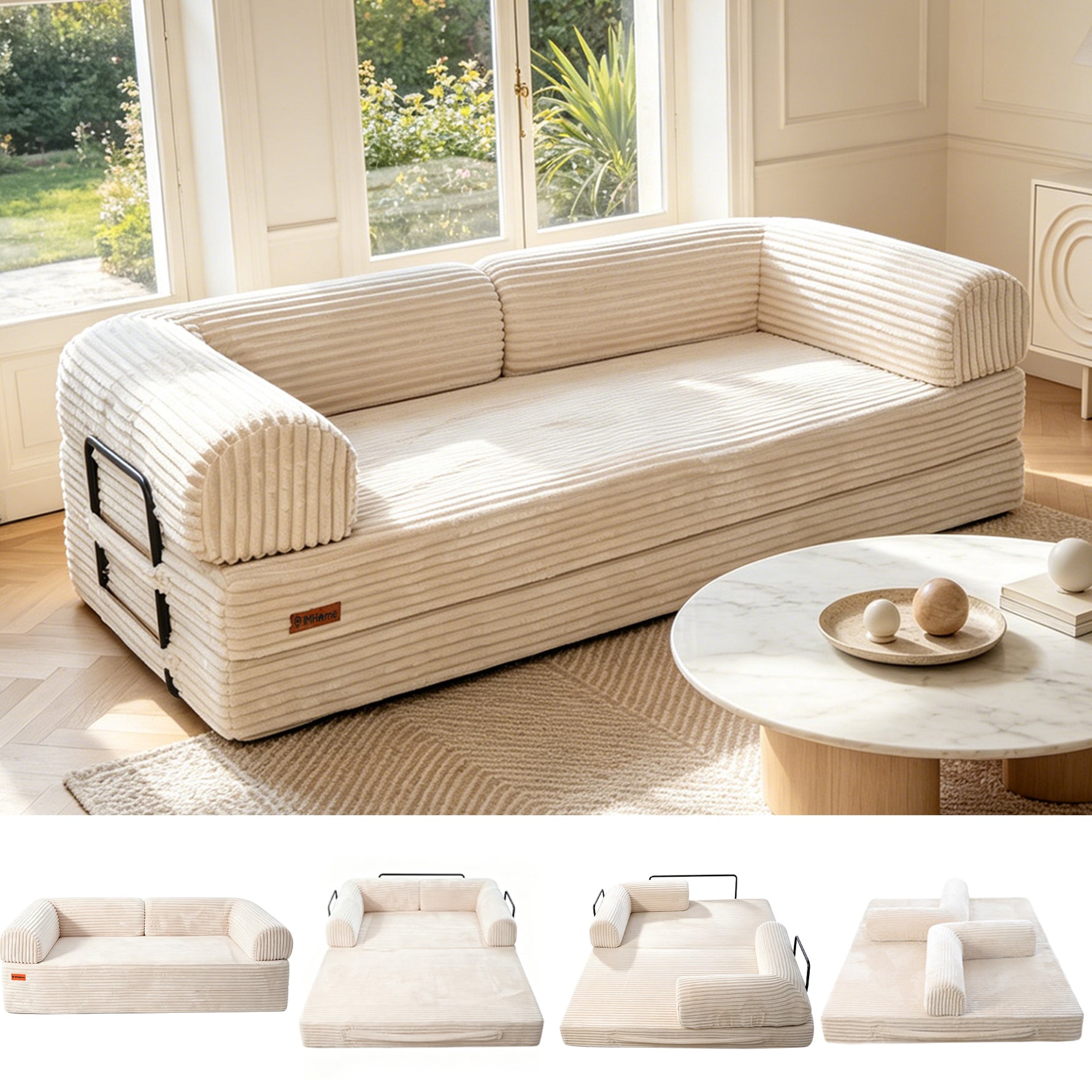 IMHome Convertible Sofa Bed - 4-in-1 Modular Design with High-Density Foam