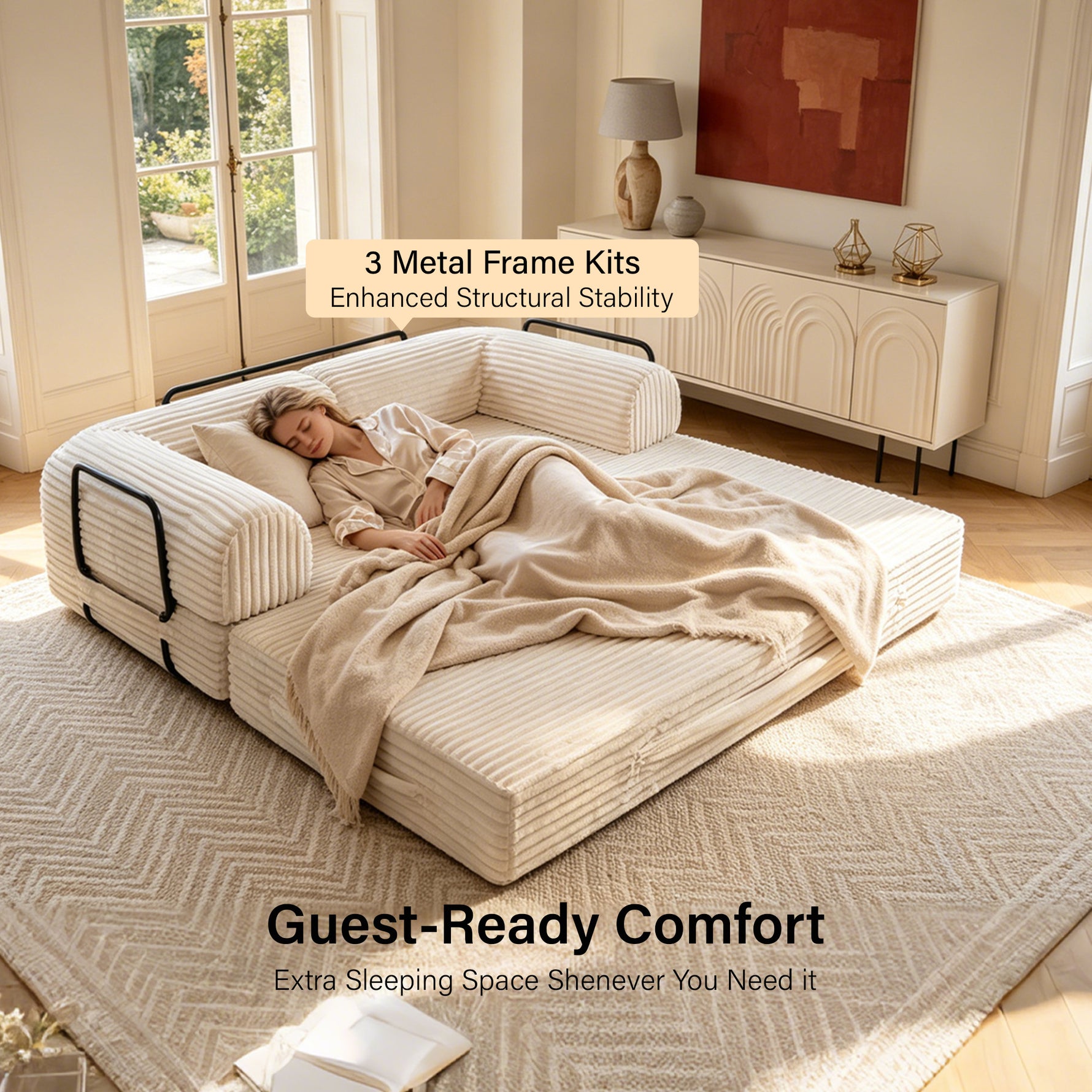 IMHome Convertible Sofa Bed - 4-in-1 Modular Design with High-Density Foam