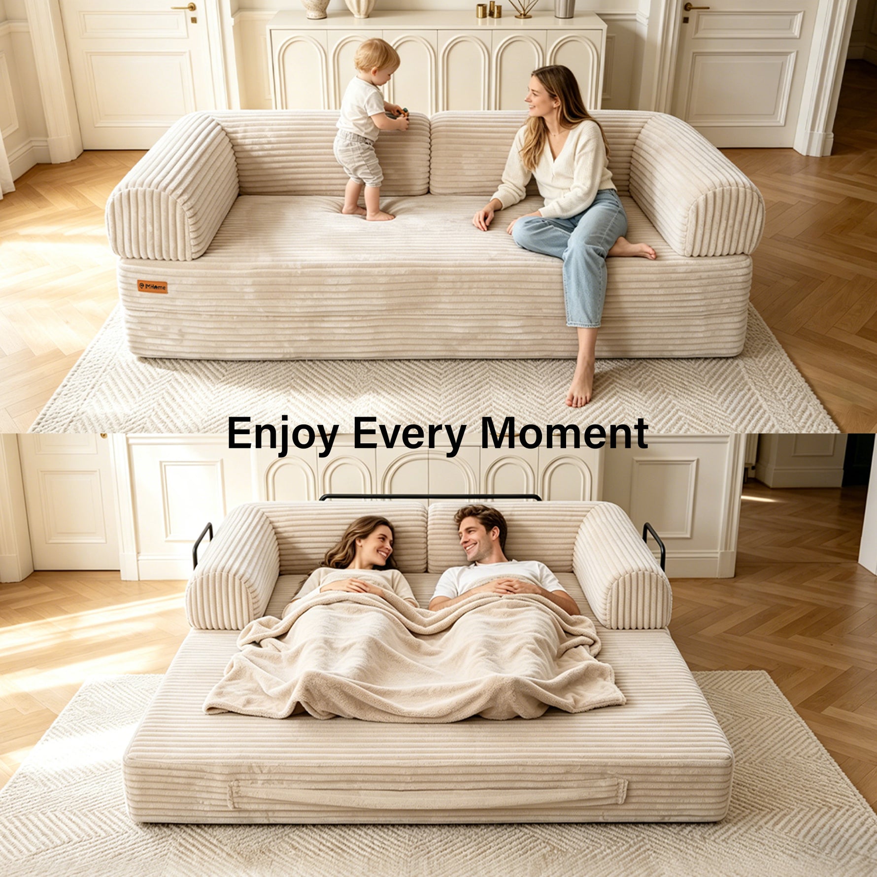 IMHome Convertible Sofa Bed - 4-in-1 Modular Design with High-Density Foam