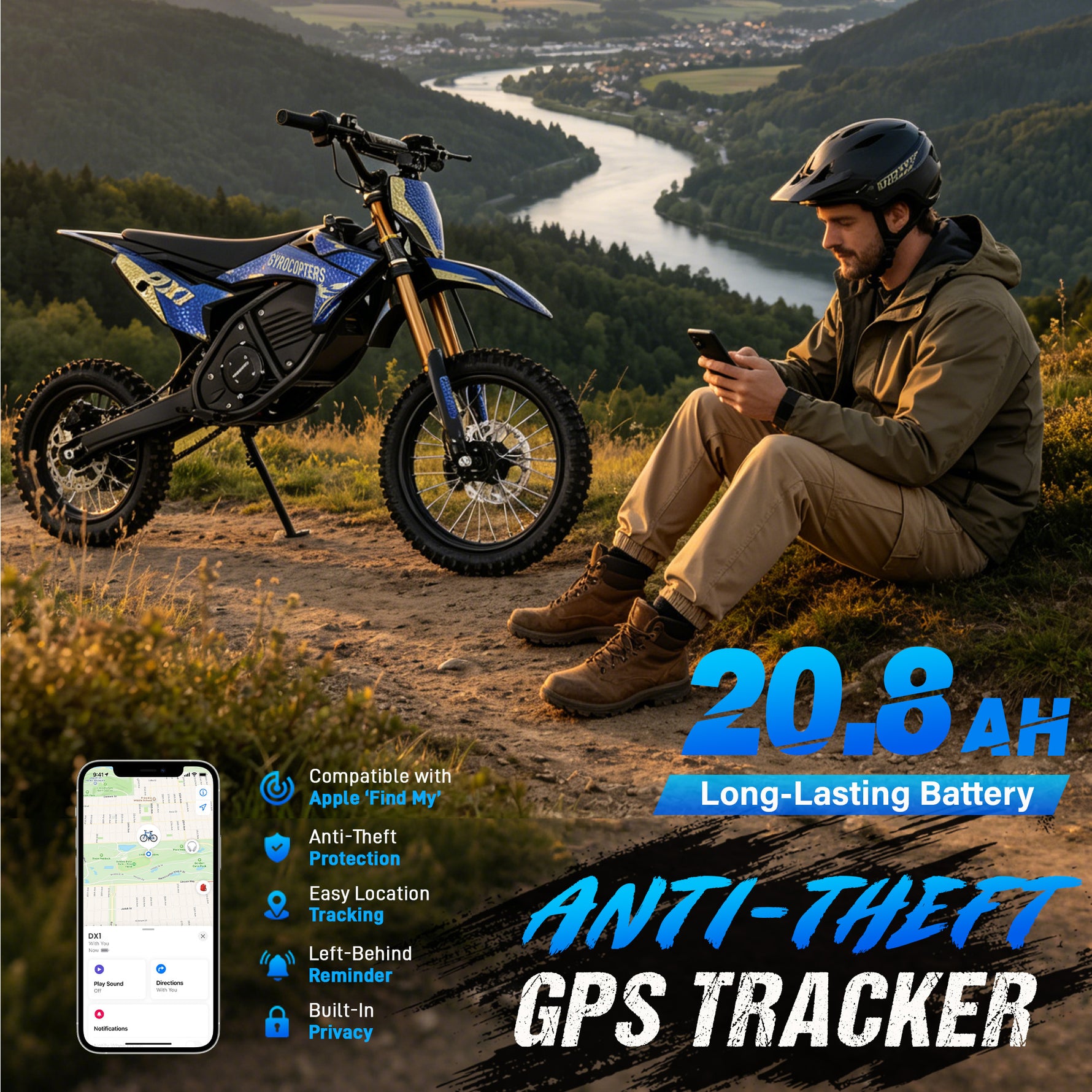 Gyrocopters DX1 Electric Dirt Bike - 3000W Peak Power, 65 Km/h Max Speed