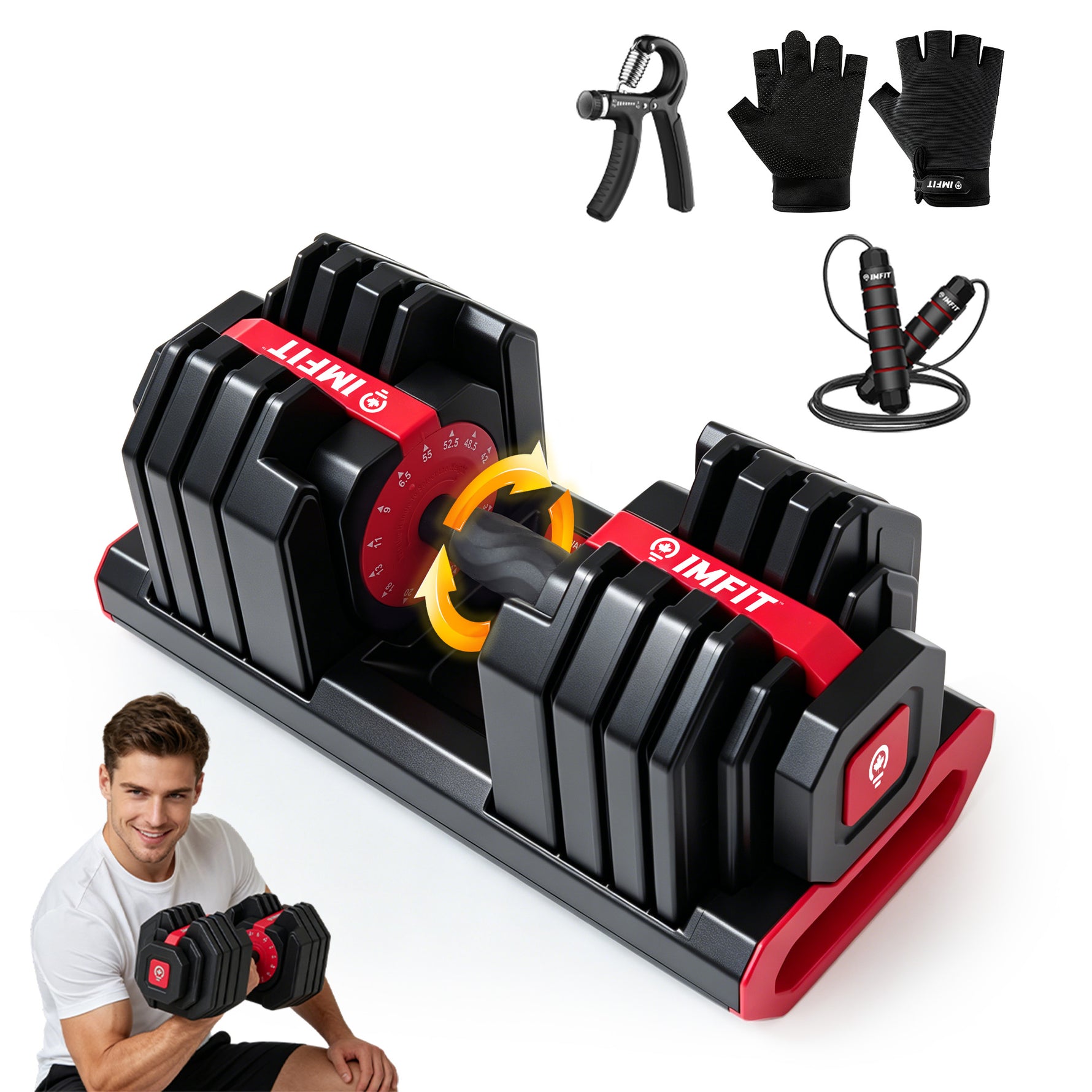 IMFIT Premium Adjustable Dumbbells - Up to 55 lbs Weights