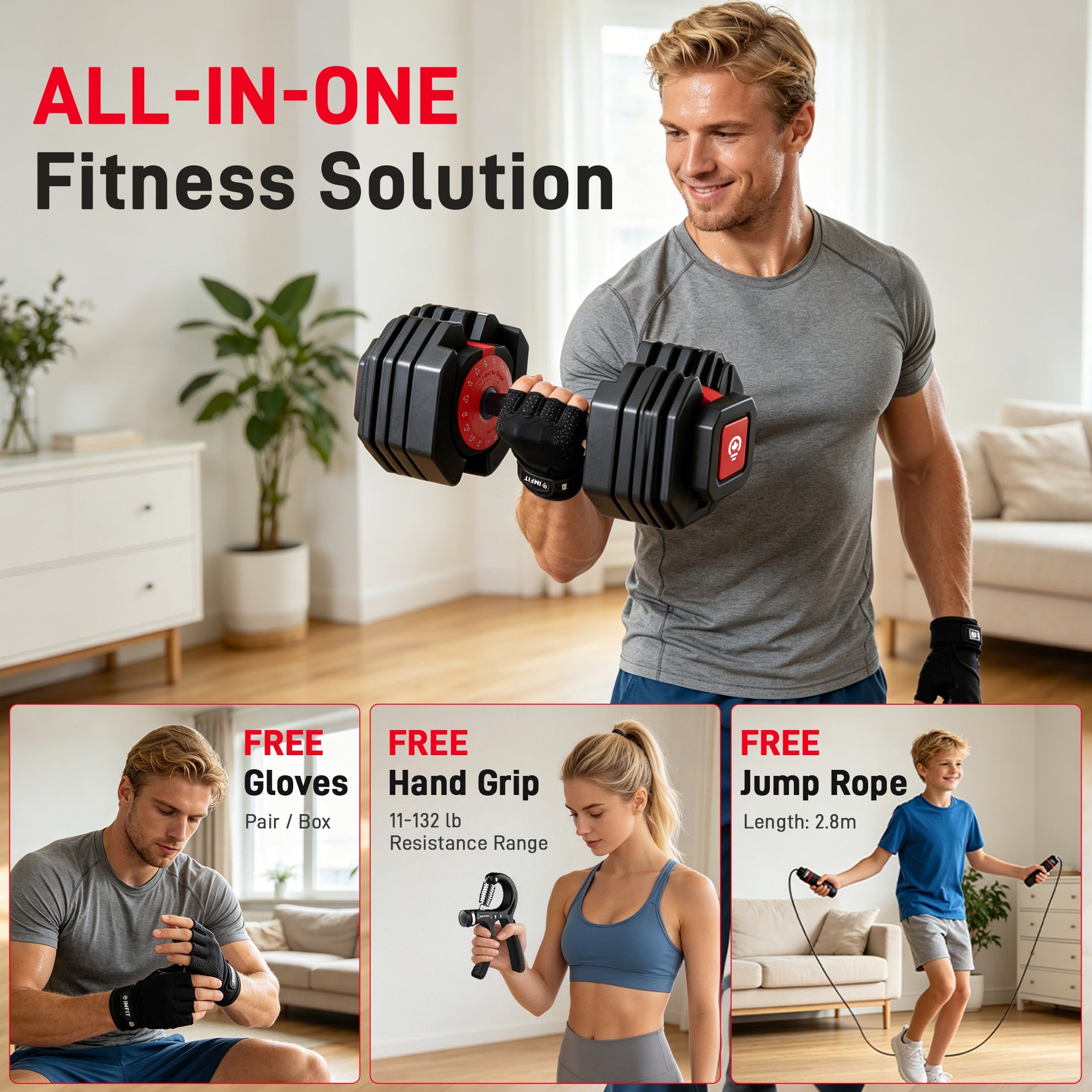 IMFIT Premium Adjustable Dumbbells - Up to 80 lbs Weights