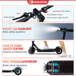 Trottinette électrique portable Gyrocopters Flash 3.0 reconditionnée, avec double suspension arrière, pneus increvables, batterie robuste 37 V/7500 mAh, puissant moteur sans balais de 350 W, régulateur de vitesse et pliable. Vitesse maximale : 25 km/h. 
