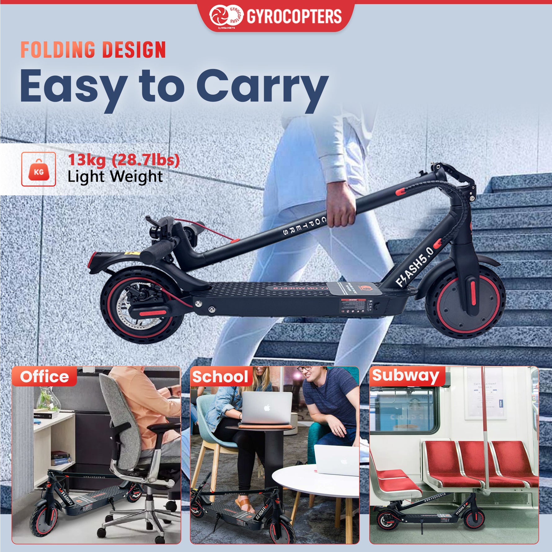 Gyrocopters Flash 5.0 Limited Edition Electric Scooter - 30 km Range